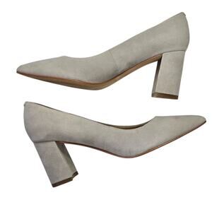 Marc Fisher Claire Gray Multi Suede Leather Pointed Toe Block Heel Pumps Size 8M